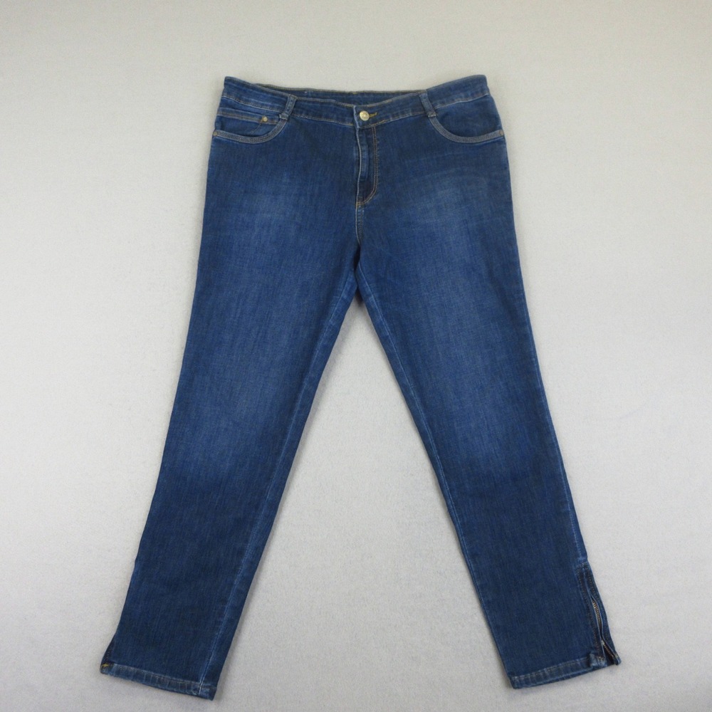 Kraus JNS Jeans Womens 38 Blue Ankle Zip Straight Leg Authentic Denim Casual